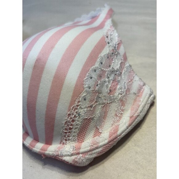 Victorias Secret 34C Pushup Bra Padded Pink White Striped Underwire - Picture 3 of 8